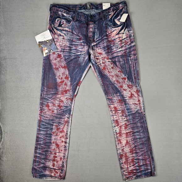 PRPS Jeans Mens‎ 40x34 Demon Slim Fit Straight Paint Splatter Indigo NWT $350